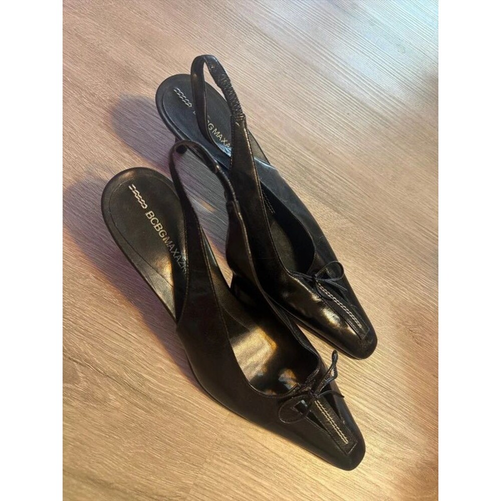 BCBG MaxAzria Black Leather Slingback Heels, 7 - new